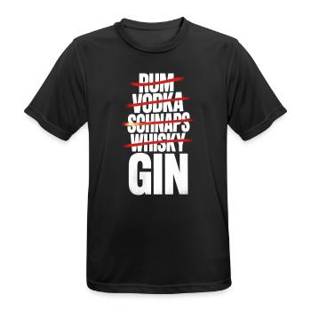 Kuki's Fine Spirit – Nur GIN Statement Shirt - Männer T-Shirt atmungsaktiv - Schwarz - Vorne - AI Model Male 178 light (178cm)