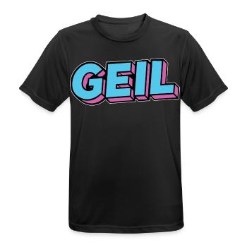 Geil 80er 90er Schriftzug Comic - Männer T-Shirt atmungsaktiv - Schwarz - Vorne - AI Model Male 178 light (178cm)