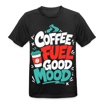 Kaffee – Coffee Fuel Good Mood - Männer T-Shirt atmungsaktiv - Schwarz - Vorne - AI Model Male 178 light (178cm)
