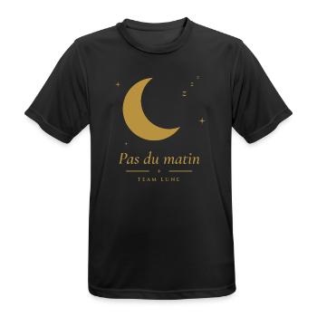 Morgenschritte – Team Moon - Männer T-Shirt atmungsaktiv - Schwarz - Vorne - AI Model Male 178 light (178cm)
