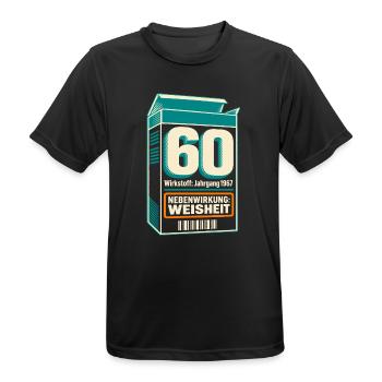 60 Jahrgang 1967 Beipackzettel - Männer T-Shirt atmungsaktiv - Schwarz - Vorne - AI Model Male 178 light (178cm)