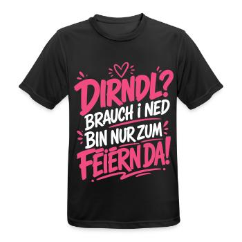 Dirndl brauch i ned - zum Feiern da - Männer T-Shirt atmungsaktiv - Schwarz - Vorne - AI Model Male 178 light (178cm)