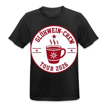 Glühwein Crew Tour 2026 - Männer T-Shirt atmungsaktiv - Schwarz - Vorne - AI Model Male 178 light (178cm)