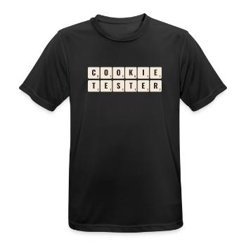 Cookie Tester Buchstabenkacheln - Männer T-Shirt atmungsaktiv - Schwarz - Vorne - AI Model Male 178 light (178cm)