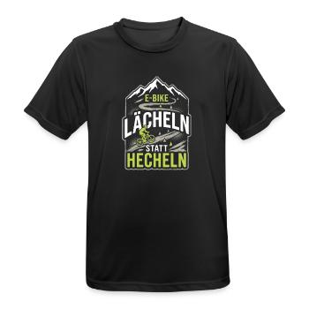 E-Bike Lächeln Statt Hecheln Spruch Radtour Berge - Männer T-Shirt atmungsaktiv - Schwarz - Vorne - AI Model Male 178 light (178cm)