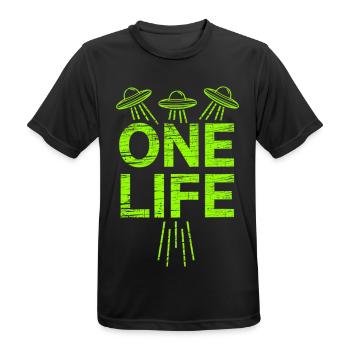 One Life Alien UFO Neon Grün - Männer T-Shirt atmungsaktiv - Schwarz - Vorne - AI Model Male 178 light (178cm)