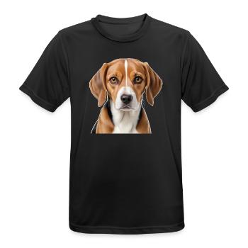 Beagle-Porträt  - Männer T-Shirt atmungsaktiv - Schwarz - Vorne - AI Model Male 178 light (178cm)