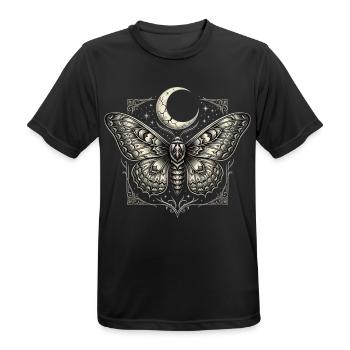 Gotische Motte und Mond – Dunkle himmlische Kunst - Männer T-Shirt atmungsaktiv - Schwarz - Vorne - AI Model Male 178 light (178cm)