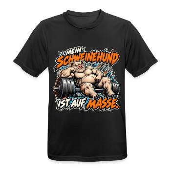 Mein Schweinehund ist auf Masse - Männer T-Shirt atmungsaktiv - Schwarz - Vorne - AI Model Male 178 light (178cm)