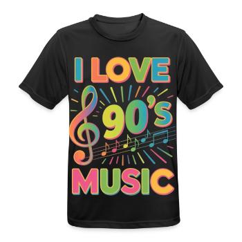 Ich Liebe 90er-Jahre-Musik, Retro-Neunziger-Jahre - Männer T-Shirt atmungsaktiv - Schwarz - Vorne - AI Model Male 178 light (178cm)