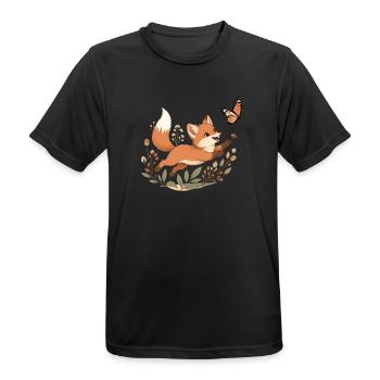 Boho Fuchs Welpe Schmetterling Line Art T-Shirt - Männer T-Shirt atmungsaktiv - Schwarz - Vorne - AI Model Male 178 light (178cm)
