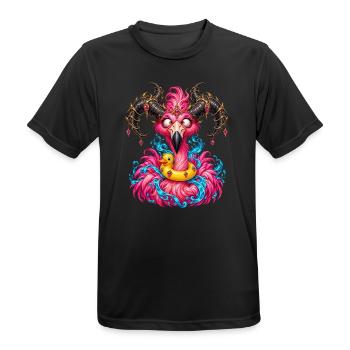 Flamingo-Gehörnter Dämon mit Entenboje - Männer T-Shirt atmungsaktiv - Schwarz - Vorne - AI Model Male 178 light (178cm)