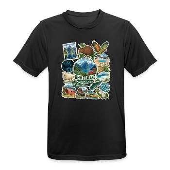 Neuseeland Reisesticker - Männer T-Shirt atmungsaktiv - Schwarz - Vorne - AI Model Male 178 light (178cm)