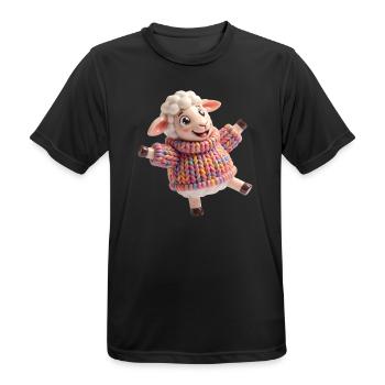 Lämmchen im bunten Strickpullover - Männer T-Shirt atmungsaktiv - Schwarz - Vorne - AI Model Male 178 light (178cm)