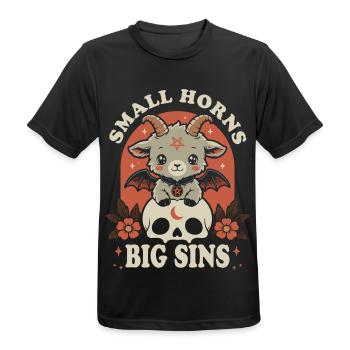 Baphomet – Kleine Hörner große Sünden - Männer T-Shirt atmungsaktiv - Schwarz - Vorne - AI Model Male 178 light (178cm)