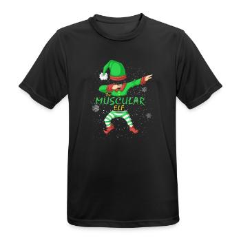 Muskulöses Elfenfamilien-Matching-Weihnachtshemd - Männer T-Shirt atmungsaktiv - Schwarz - Vorne - AI Model Male 178 light (178cm)