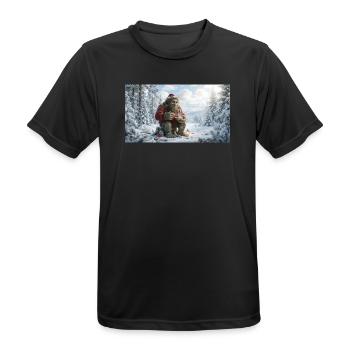 Winter Yeti am Feuer im Schneeland - Männer T-Shirt atmungsaktiv - Schwarz - Vorne - AI Model Male 178 light (178cm)