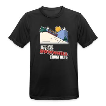 Ab hier geht es nur noch bergab - Männer T-Shirt atmungsaktiv - Schwarz - Vorne - AI Model Male 178 light (178cm)