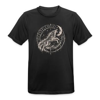 Der Wolf, der den Mond jagt - Männer T-Shirt atmungsaktiv - Schwarz - Vorne - AI Model Male 178 light (178cm)