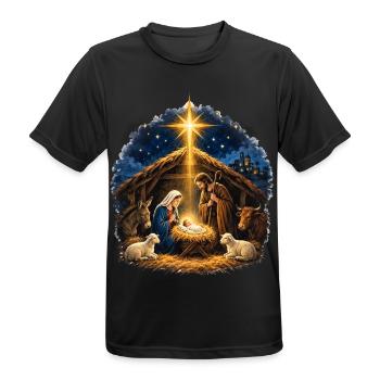 Krippenstern der Heiligen Nacht Weihnachten Jesus - Männer T-Shirt atmungsaktiv - Schwarz - Vorne - AI Model Male 178 light (178cm)