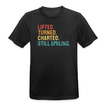 Gehoben wurde zu Charted Immer noch lächelnder CNA - Männer T-Shirt atmungsaktiv - Schwarz - Vorne - AI Model Male 178 light (178cm)