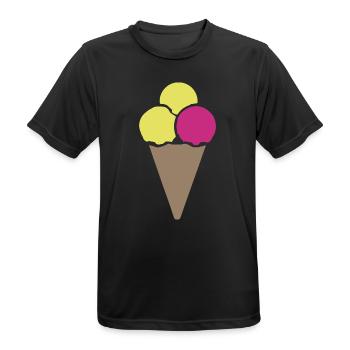 Pastell Eistüte Dreier Scoop - Männer T-Shirt atmungsaktiv - Schwarz - Vorne - AI Model Male 178 light (178cm)