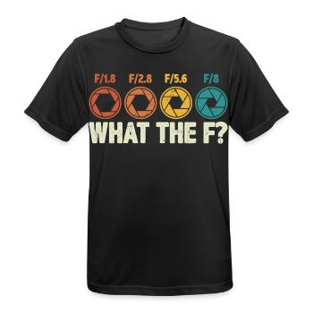 Fotografenfotografie-Blende: Was zum F? - Männer T-Shirt atmungsaktiv - Schwarz - Vorne - AI Model Male 178 light (178cm)