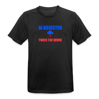 KI unterstützte doppelt so viel Arbeit - Männer T-Shirt atmungsaktiv - Schwarz - Vorne - AI Model Male 178 light (178cm)