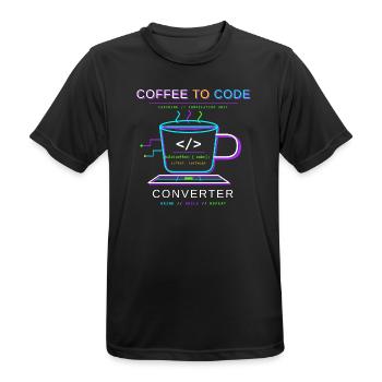 Coffee to Code Converter - Männer T-Shirt atmungsaktiv - Schwarz - Vorne - AI Model Male 178 light (178cm)