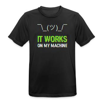 It Works On My Machine Programmierer IT Humor - Männer T-Shirt atmungsaktiv - Schwarz - Vorne - AI Model Male 178 light (178cm)