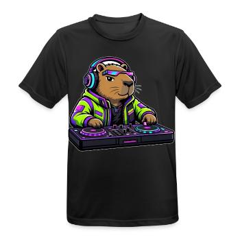 Cyberpunk-DJ Capybara Toy - Männer T-Shirt atmungsaktiv - Schwarz - Vorne - AI Model Male 178 light (178cm)