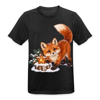Fuchsjunges beim Sternlaternen-Spiel - Männer T-Shirt atmungsaktiv - Schwarz - Vorne - AI Model Male 178 light (178cm)