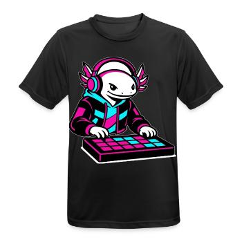 Neonrosa DJ Axolotl-Spielzeug - Männer T-Shirt atmungsaktiv - Schwarz - Vorne - AI Model Male 178 light (178cm)