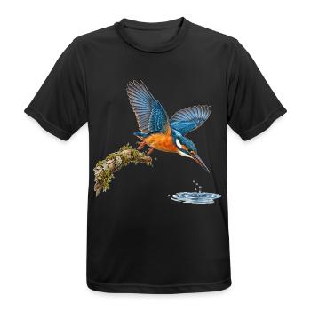 Eisvogel im Sturzflug – Naturillustration - Männer T-Shirt atmungsaktiv - Schwarz - Vorne - AI Model Male 178 light (178cm)