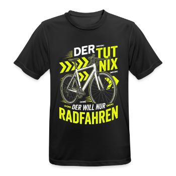 Rennrad Der Tut Nix Der Will Nur Radfahren Spruch - Männer T-Shirt atmungsaktiv - Schwarz - Vorne - AI Model Male 178 light (178cm)