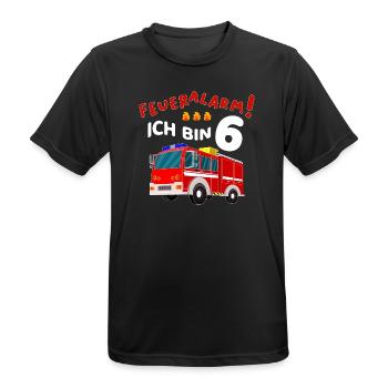 Feueralarm 6. Geburtstag Junge Feuerwehr 6 Jahre - Männer T-Shirt atmungsaktiv - Schwarz - Vorne - AI Model Male 178 light (178cm)