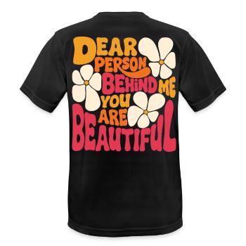 Dear person behind me. You Are Beautiful (pink 2) - Men's Breathable T-Shirt - black - Back - AI Model Male 178 light (178cm)