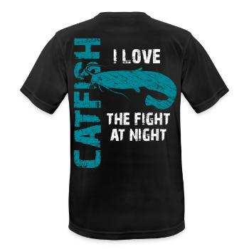 Pêche au poisson-chat Pêche sportive Poisson fort - T-shirt respirant Homme - noir - Dos - AI Model Male 178 light (178cm)