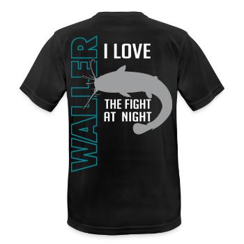 Waller fischen Nachtangeln Angler und Anglerin - Männer T-Shirt atmungsaktiv - Schwarz - Hinten - AI Model Male 178 light (178cm)