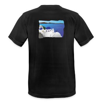 Santorin Bleu et Mer Azur - T-shirt respirant Homme - noir - Dos - AI Model Male 178 light (178cm)