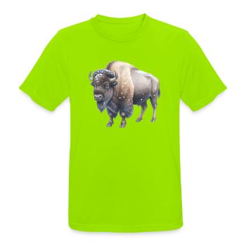 Europäische Bisons im Winter - Männer T-Shirt atmungsaktiv - Neongrün - Vorne - AI Model Male 185 dark (185cm)