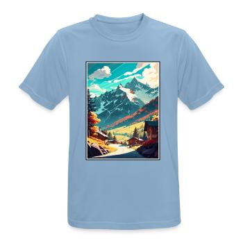 Mayrhofen Autriche Vintage voyage affiche Souvenir - T-shirt respirant Homme - bleu ciel - Devant - AI Model Male 185 dark (185cm)