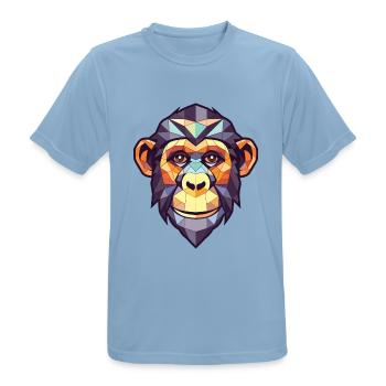 Affe Schimpanse Buntes Aquarell Tier Haustier - Männer T-Shirt atmungsaktiv - Himmelblau - Vorne - AI Model Male 185 dark (185cm)