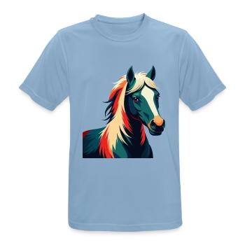 Pony Cartoon Figur Buntes Haustier Tier - Männer T-Shirt atmungsaktiv - Himmelblau - Vorne - AI Model Male 185 dark (185cm)