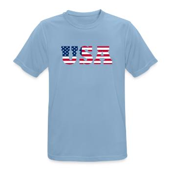 Stars & Stripes Lettermark USA - Männer T-Shirt atmungsaktiv - Himmelblau - Vorne - AI Model Male 185 dark (185cm)