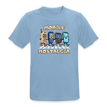 Mobile Nostalgia: Retro-Handy-Parade - Männer T-Shirt atmungsaktiv - Himmelblau - Vorne - AI Model Male 185 dark (185cm)