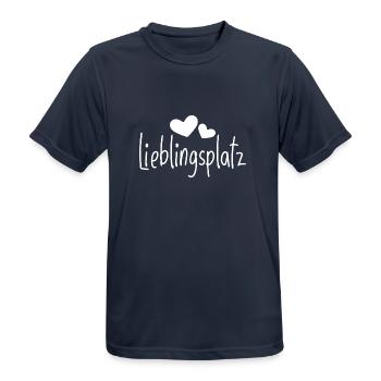 Lieblingsplatz Kissen mit Herz - Männer T-Shirt atmungsaktiv - Dunkelnavy - Vorne - AI Model Male 178 light (178cm)