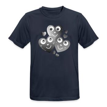 fröhliche grauschwarze Herzen lächelnde Herzen - Männer T-Shirt atmungsaktiv - Dunkelnavy - Vorne - AI Model Male 178 light (178cm)