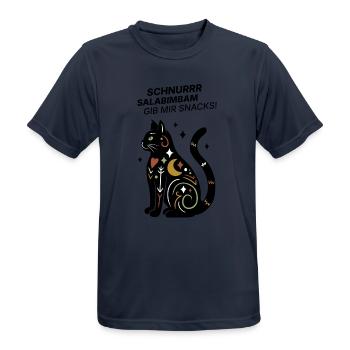 Schnurrrsalabimbam - Gib mir Snacks! - Katze - Männer T-Shirt atmungsaktiv - Dunkelnavy - Vorne - AI Model Male 178 light (178cm)