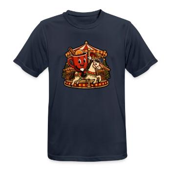 Glühwein Tasse Karussell Pferd Retro Comic T-Shirt - Männer T-Shirt atmungsaktiv - Dunkelnavy - Vorne - AI Model Male 178 light (178cm)